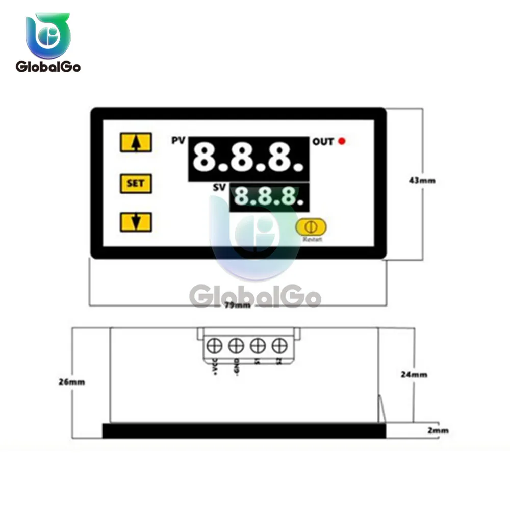 W3230 LED Digital Thermostat Temperature Control DC 12V AC 110V 220V 20A Mini LED Display Thermostat Waterproof Probe