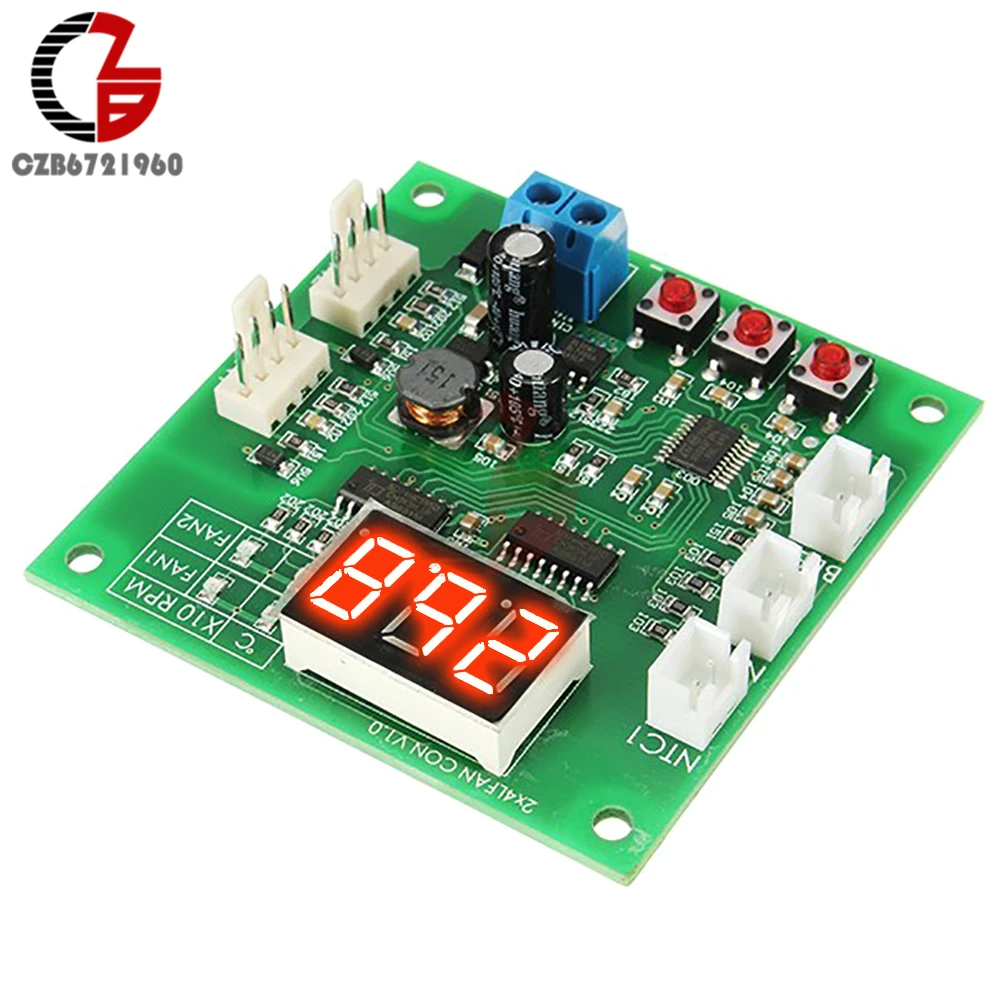 2 CH 4 Wire Voltage Regulator LED Digital PWM Motor Speed Controller Fan Temperature Controller PC Fan Thermostat DC 12V 24V