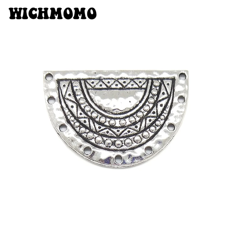 2021 Fashion 35mm 6pieces/bag Zinc Alloy Semicircle Porous Connector Charms Linker for DIY Necklace Earring Jewelry Accessories