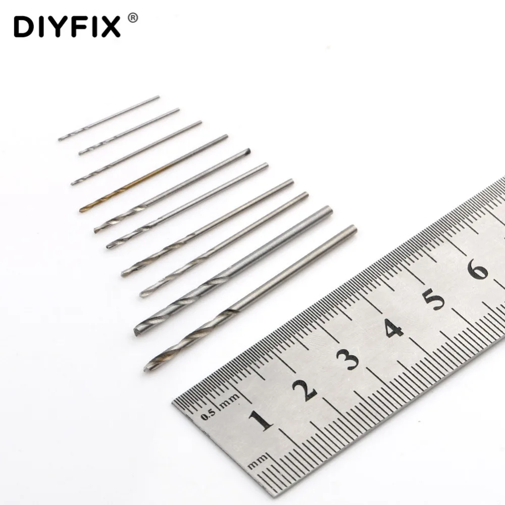 DIYFIX-Juego de brocas giratorias, kit de herramientas rotativas de perforación de carpintería, Mini Micro taladro manual de aleación de aluminio con mandril sin llave, 10 Uds.