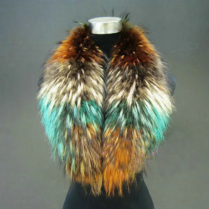 Free shipping Big raccoon fur Collars shawl collar scarf collar article cap gm colorful Factory direct sale collars