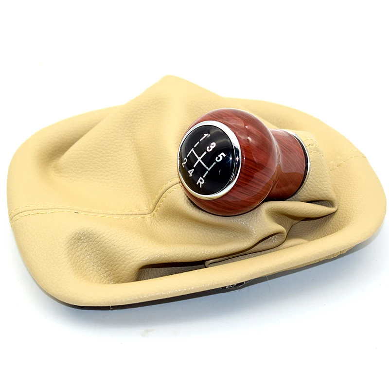 Chromed 5-Speed 6-Speed MT Gear Shift Knob with PU Leather Gator Boot Cover for Volkswagen VW Passat B5 B5.5 98-04 Shifter Lever