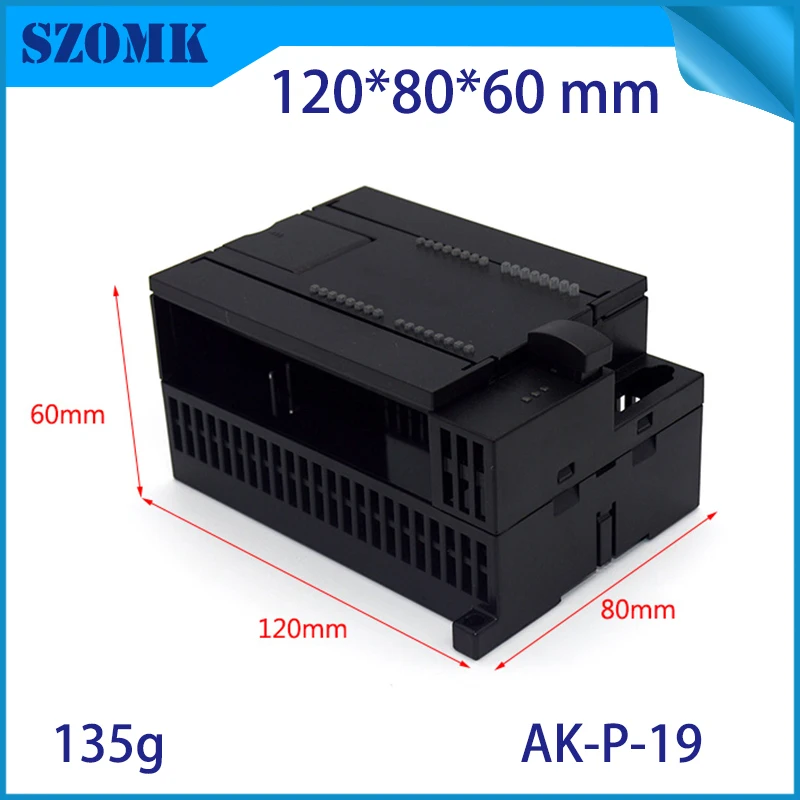 

10Pcs PLC industrial enclosures 120*80*60mm plastic abs din rail junction housing case for wall mount clip din rail case szomk