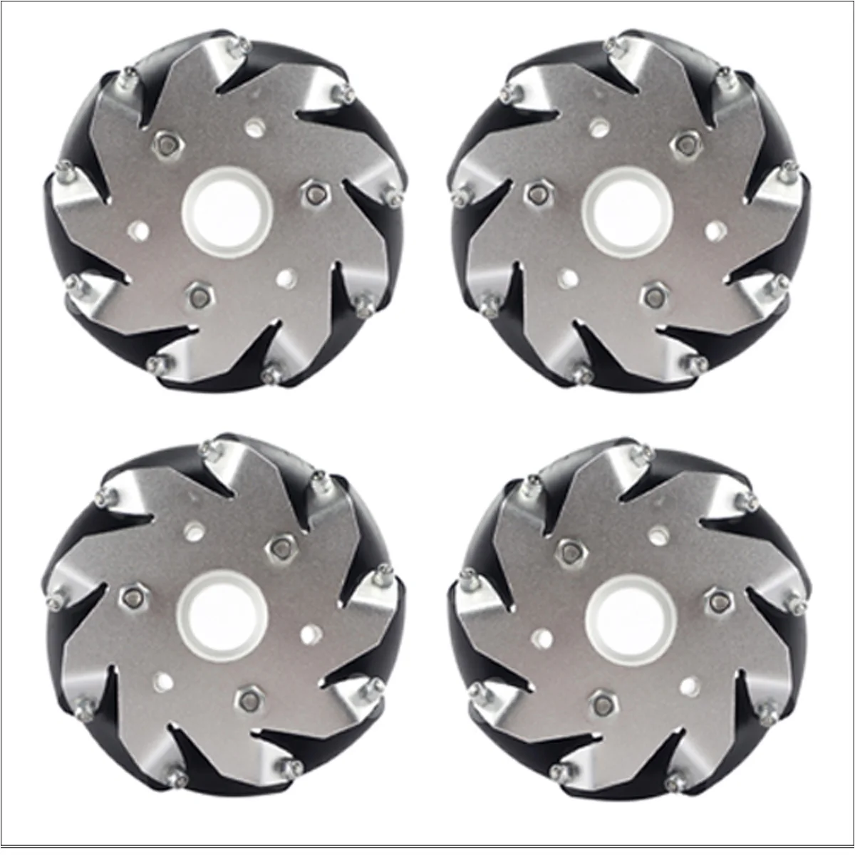 A Group of (4) 4 Inch 100 Mm Universal Wheels 14162 100mm Mecanum Wheel Caster / Omni Wheel