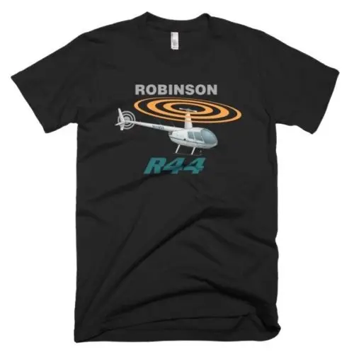 100% Cotton Print Mens Summer O-Neck Robinson R44 (Silver) Helicopter T-shirt - Personalized Tee Shirt