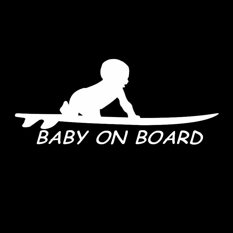 Car Sticker 15.3*6.4cm Baby On Board Surf Surfing Surfboard Funny Car Decal Reflective Laser Vinyl Car Sticker 3D Car Styling