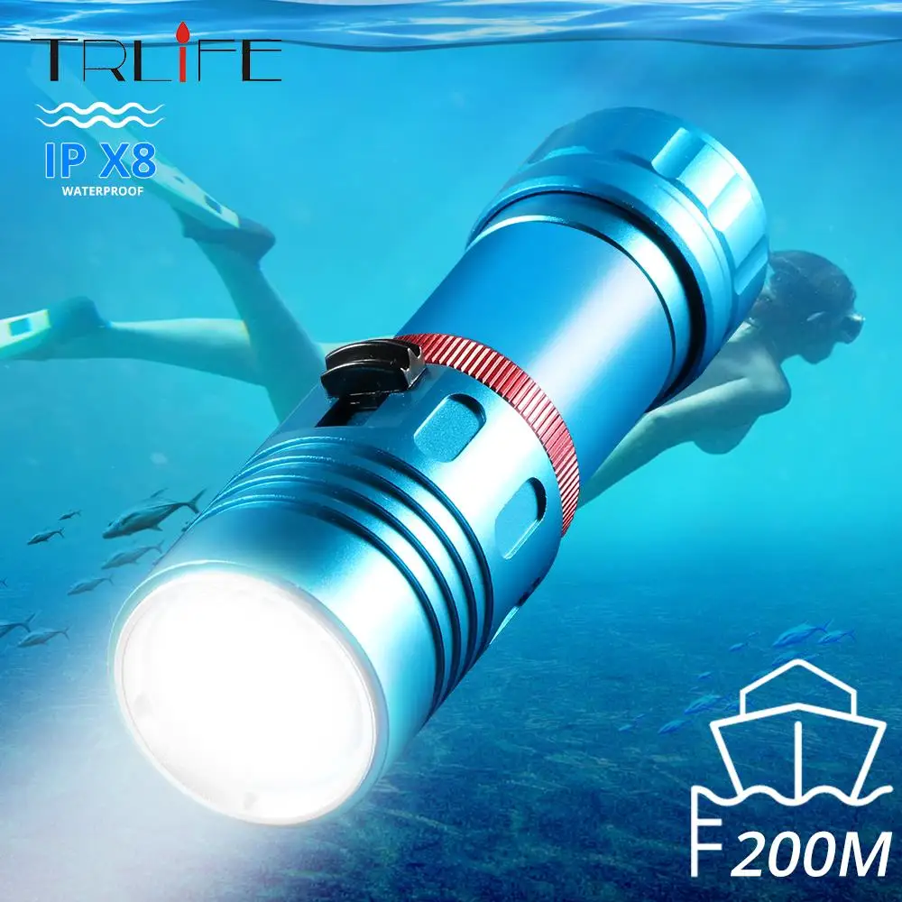 L2 Professional Diving flashlight Scuba Torch LED 200M Underwater LED Flashlights led Powerful Dive lamp 18650 or 26650