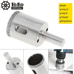 10/12/14/16/18/20/22/25mm Diamond Coated Core Hole Saw Drill Bit Set Tools Glass Drills Hole Opener for Tiles Glass Ceramic
