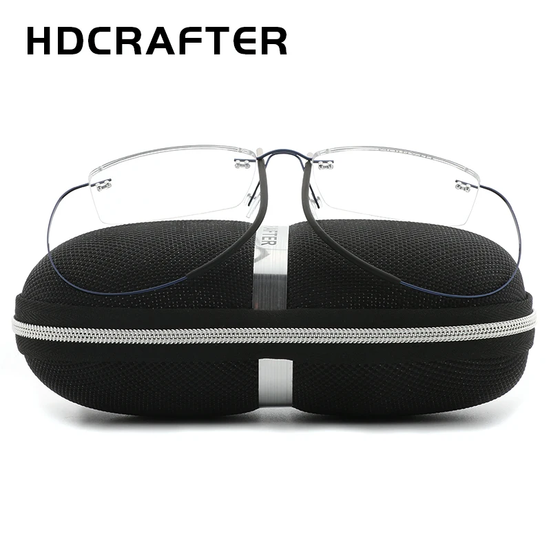 HDCRAFTER-Montura de gafas sin montura de titanio ligero para hombre y mujer, montura de gafas ópticas graduadas, monturas sin marco