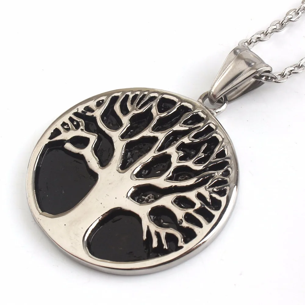 

Trendy-beads Exclusive Design Stainless Steel Tree of Life Pendant Link Chain Necklace Plant Jewelry