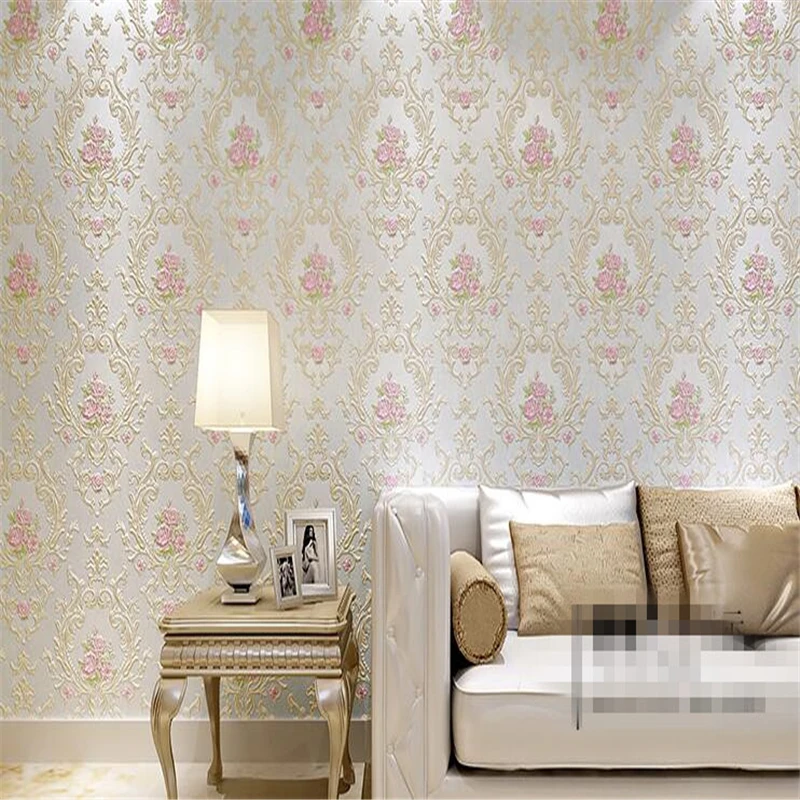 

beibehang Fashion simplerelief fine environmental protection non woven wallpaper American pastoral living bedroom TV background