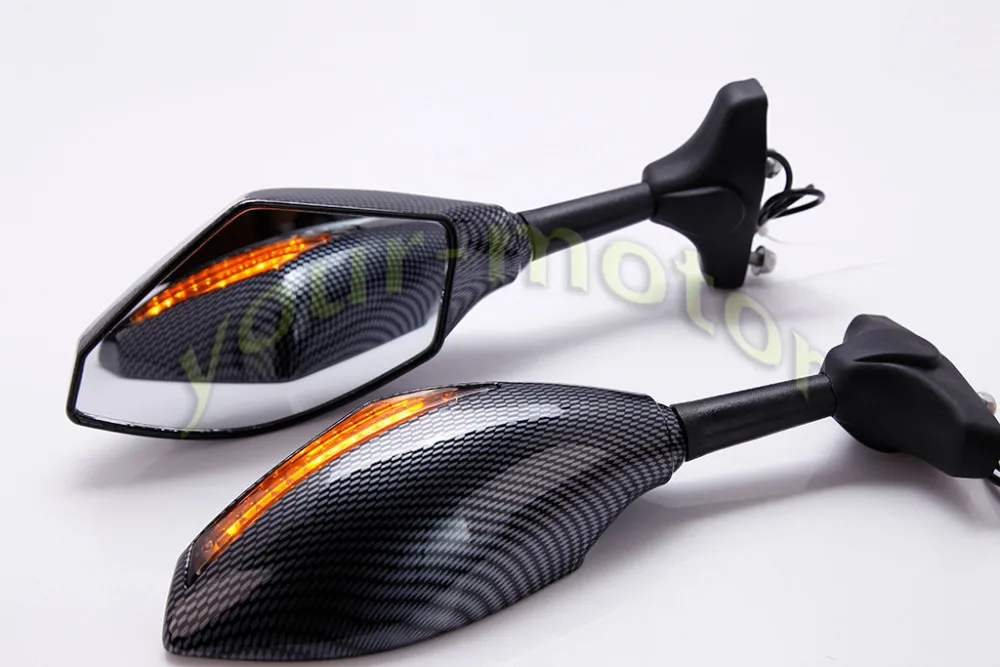 BLACK CARBON LED TURN SIGNAL MIRRORS FOR YAMAHA YZF R6 FZ1 FZ6