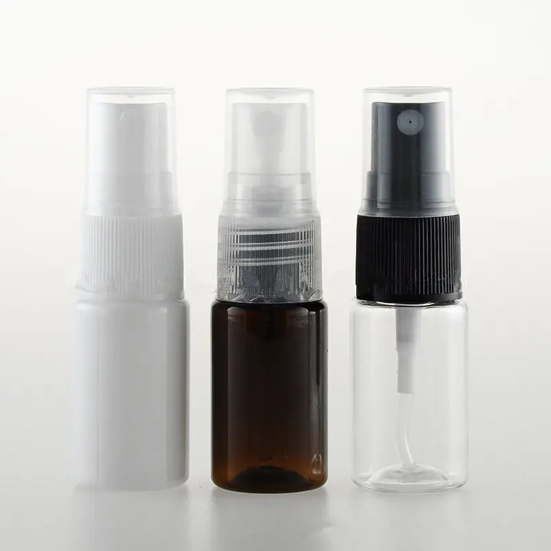 

100pcs/Lot 10ml Mist Fill Squirt Makeup Cosmetic Bottle Vials Flat Shoulder Plastic PET Spray Perfume Bottle Small Mini Bottle