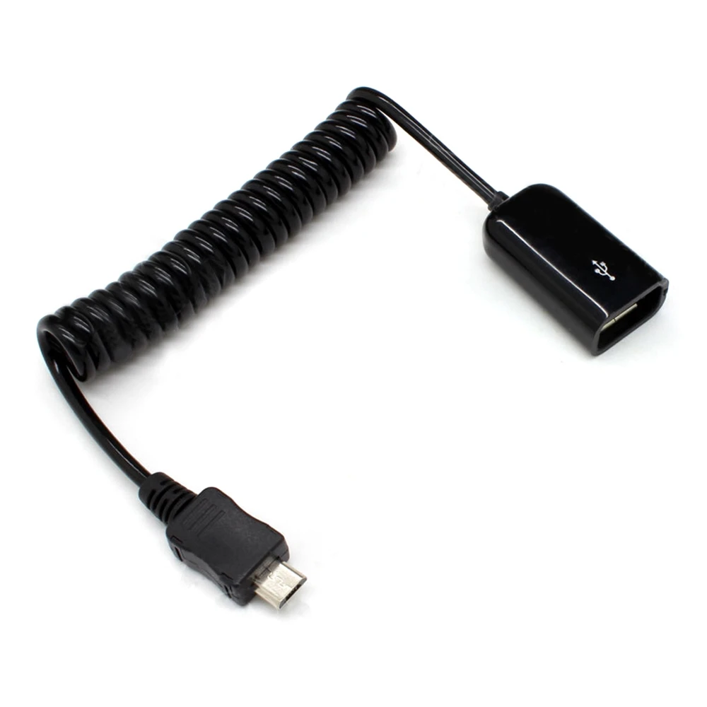 

100pcs/lot 1M 3Ft USB 2.0 A Female to Micro USB B 5Pin Male Spring Retractable Cable Micro USB OTG Cable