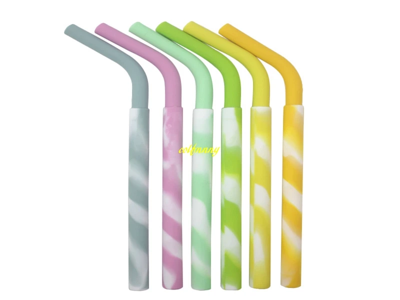 

500pcs/lot 220*11.5mm Silicone Drinking straws Portable outdoor drinking straws Bend & straight Dual Part drinking straw