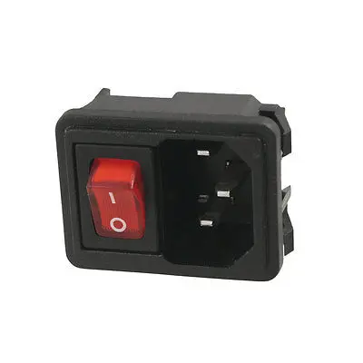 Black 3 Pin Fused Power Socket w Switch 10A AC 250V Endoz