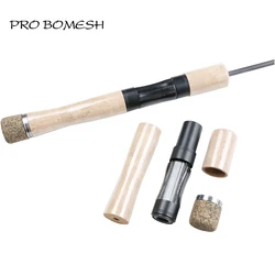 Pro Bomesh 1 Set AA Grade Cork Handle Wood Spinning Reel Seat Set Rubberized Cork Fighting Butt Cap DIY Trout Rod Pole Accessory