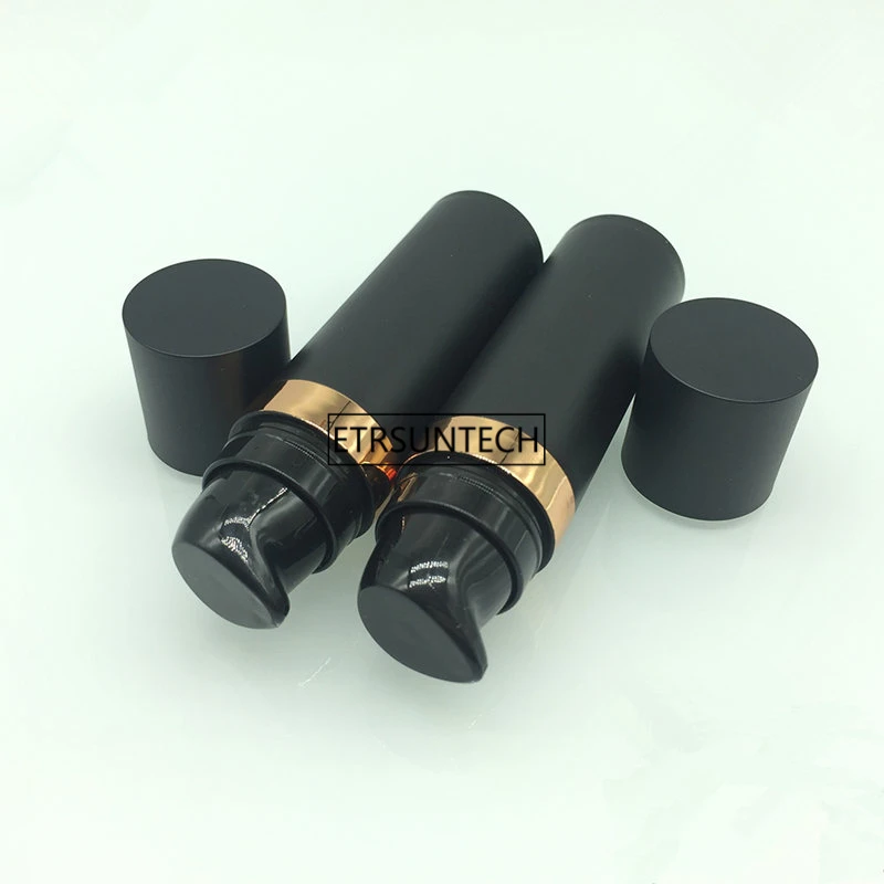 50pcs 15ml Black Empty Cosmetic Sample Bottle Airless Pump Skin Care Personal Care Plastic Airless Lotion Sample Container F2270