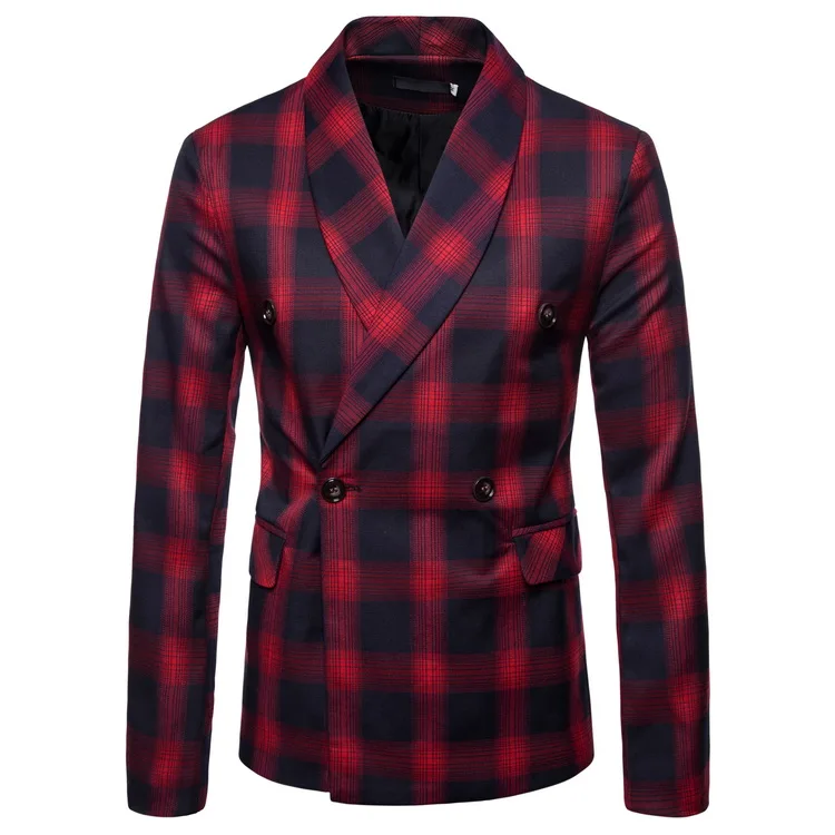 

2019 Men's Fashion Dark Plaid Stripe Suit Jacket Men's Gentleman Suit Jacket Blazer Men's Blazer Jacket Smart Casual