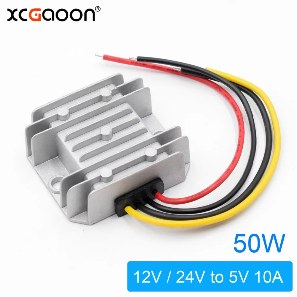 

XCGaoon DC Converter Adapter Input DC 12V 24V ( Voltage Range 8V-40V ) Output 5V 10A 50W Step Down Car Power Supply