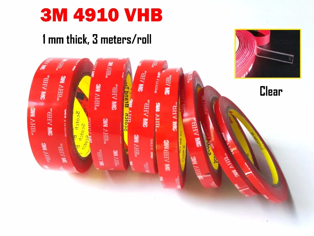 vhb 10 milimetros grosso 3m 4910 claro dupla face fita de espuma acrilica substituir rebites soldas a ponto adesivos liquidos 01