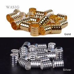 100pcs 10x8mm argento/oro Dreadlock Perline Primavera Forma Regolabile Treccia di Capelli Del Polsino Della Clip In Lega di Alluminio tubo di Blocco Strumento di Styling