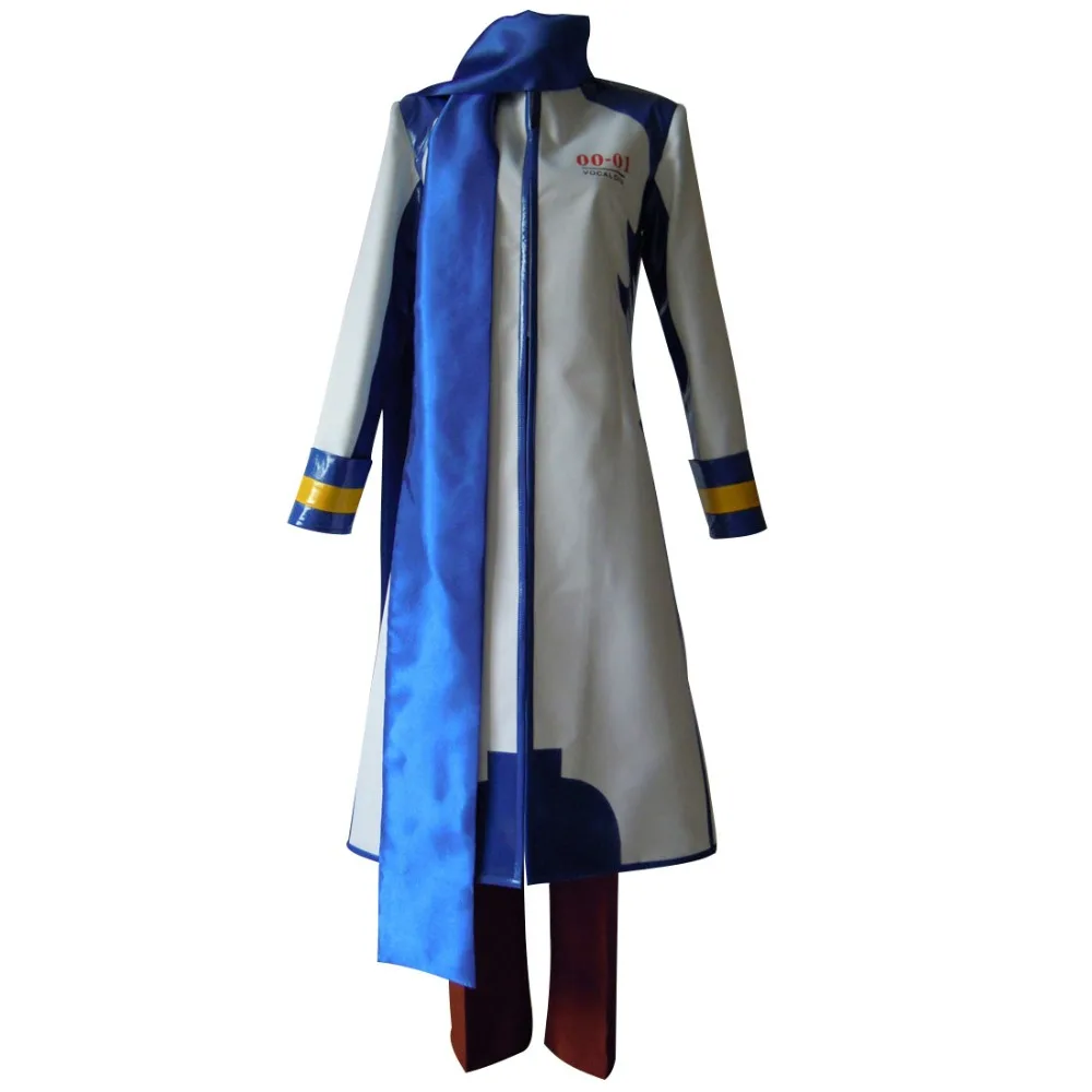 

2018 Kaito Cosplay Costume Cool Man Long Coat Uniform with Blue Scarf