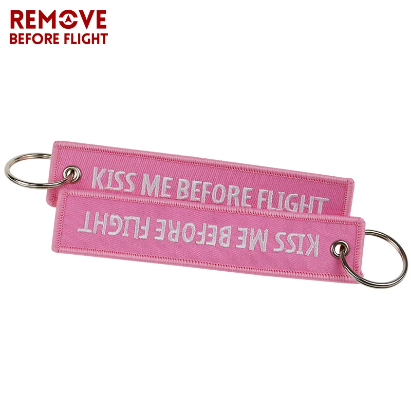 Fashion Keychain Bijoux Kiss Me Before Flight llaveros Keychains Embroidery Key Fobs OEM ATV Car Key Chains for Motorcycle Cars