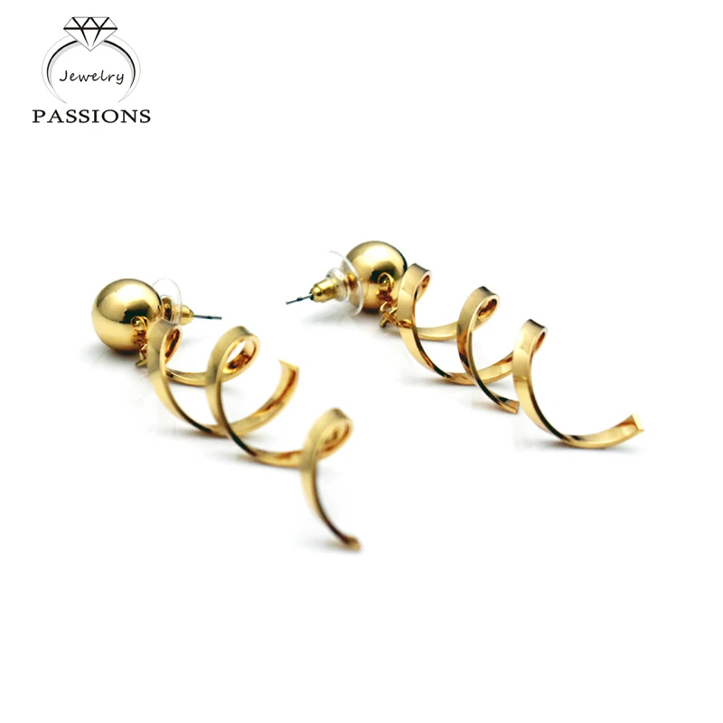 PASSIONS 2017 New Fashion High Gold Color Long Drop Earrings Elegant Curved Asymmetry Dangle Earings For Women Jewelry Gift