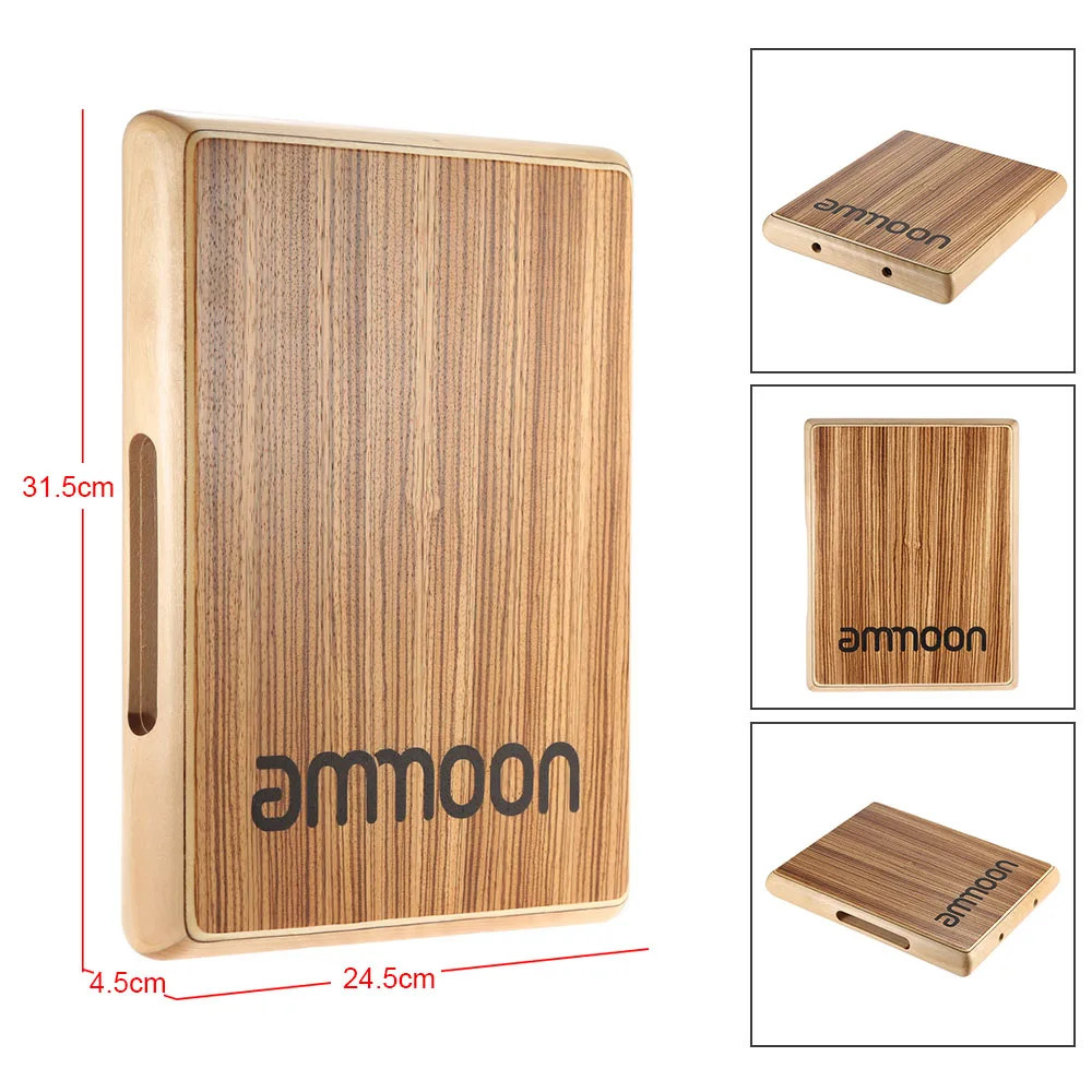 ammoon Compact Travel Cajon Flat Hand Drum Persussion Instrument  31.5 * 24.5 * 4.5cm Cajon Drum Percussion Instruments