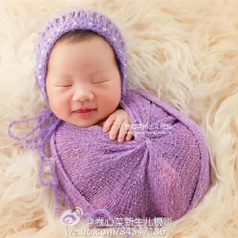 20 pieces /lot 40cm x 150cm Newborn Wraps Knit stretch Wrap Baby Wrap Newborn Swaddle Blanket Cocoon Photography Props