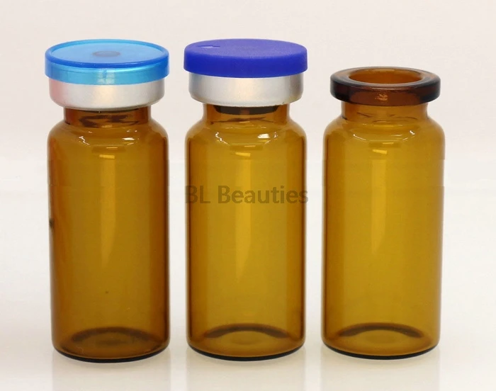 1000pcs/lot 10ml Clear Amber Glass Vials With Glip Off Caps & Rubber Stoppers, 1/3 Oz Injection Glass Bottle