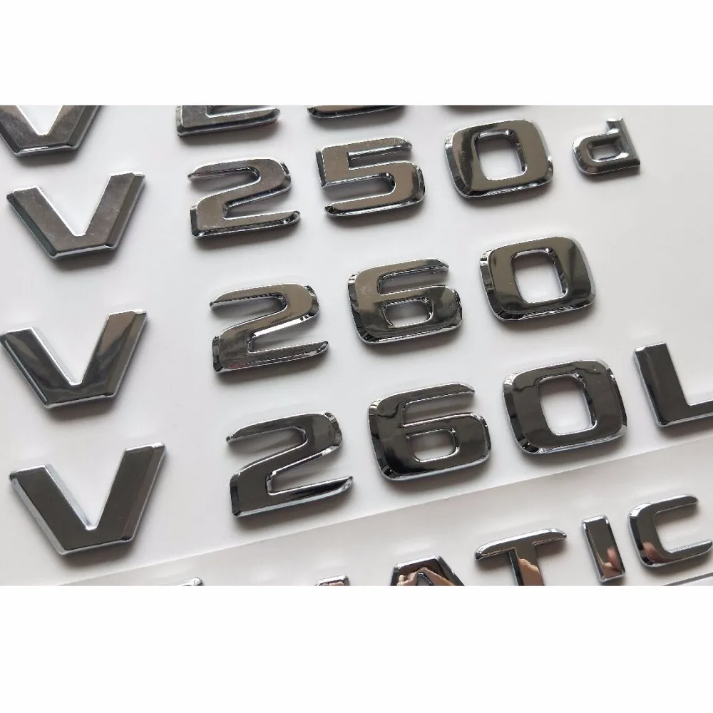 Chrome Silver Letters Trunk Lid Badges Emblems for Mercedes Benz V Class W447 MPV V200 V220 V250 V250d V250L V260 V260L 4MATIC