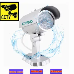 Wireless fake dummy security camera ir led bullet ourdoor motion detection sensore umano cctv surveillance fake camera sticker