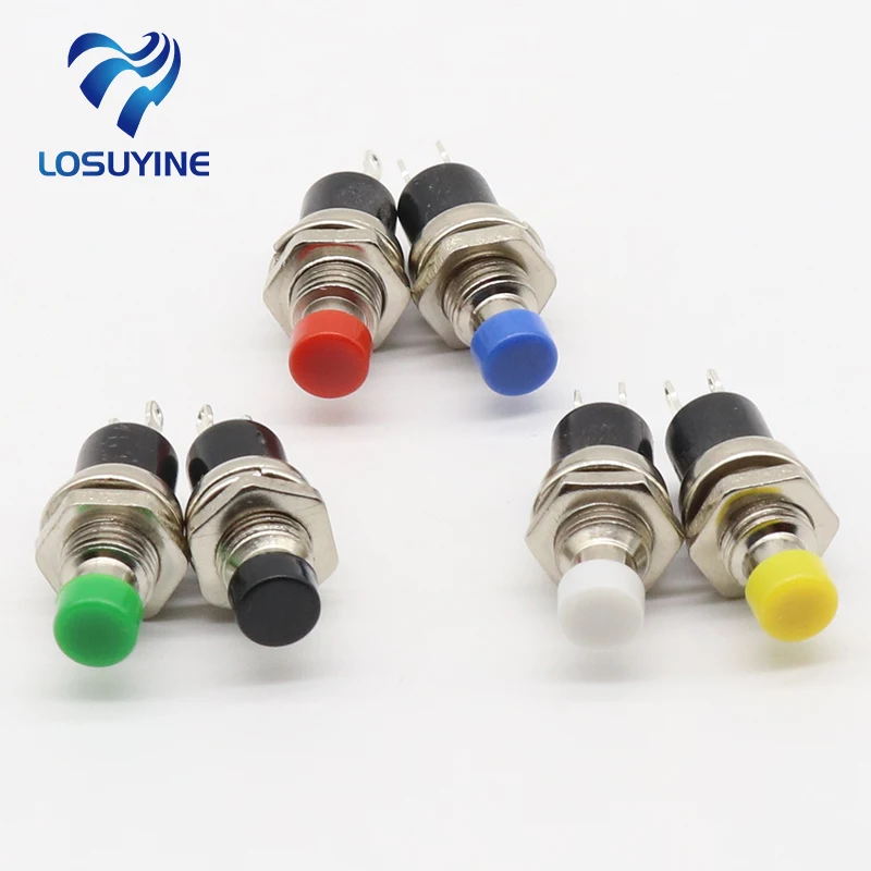 6pcs 7mm Momentary Push button Switch Press the reset switch Momentary On Off Push Button Micro Switch Normally Open NO