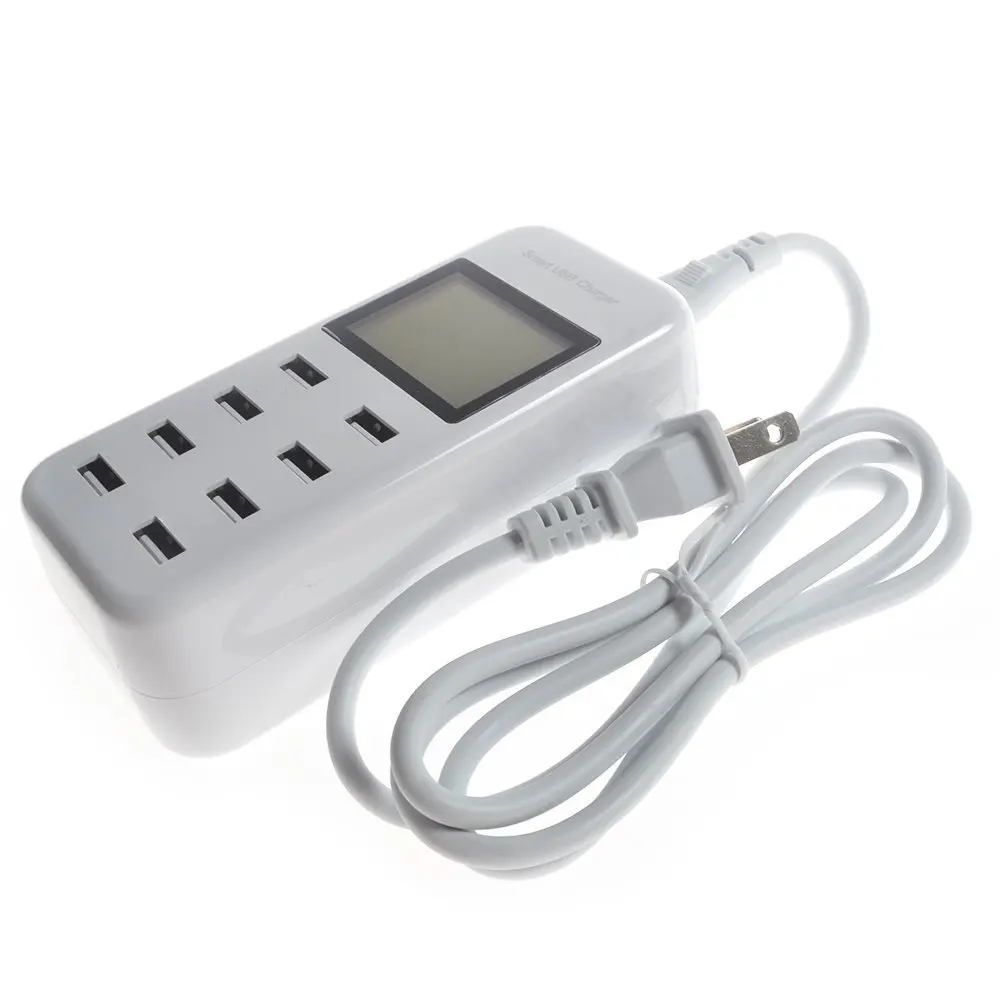 

8 Ports USB Charger Travel Charger LCD Digital Display Smart Charging Station Multi-Port USB Charging EU/US/UK Plug