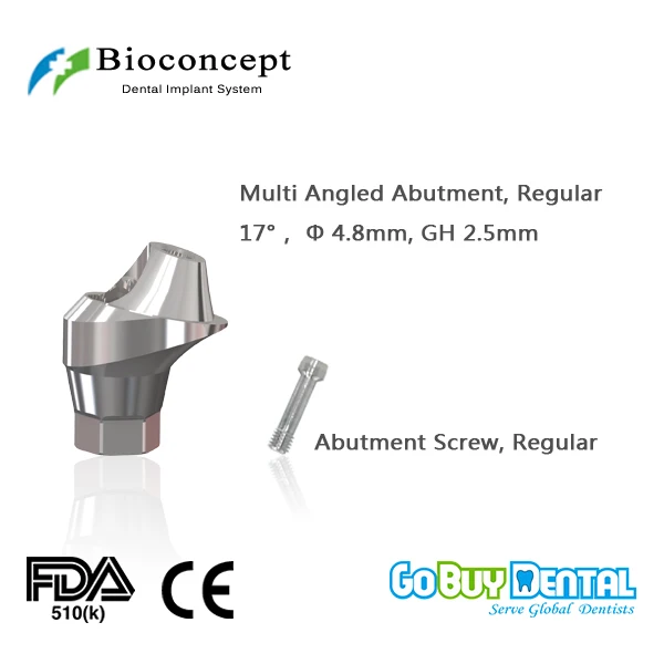 

Bioconcept Hexagon Regular Multi-angled abutment φ4.8mm, gingival height 2.5mm, Angled 17°(337190)