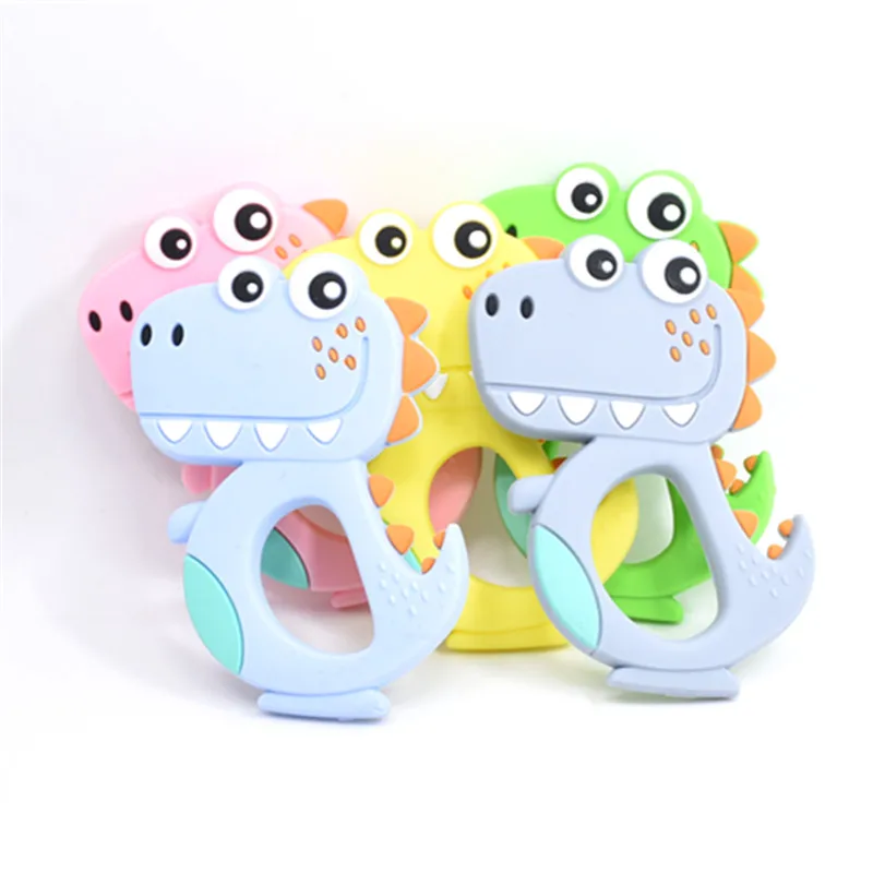 20 PCS Silicone Dinosaur Teether Rodent BPA Free Baby Teething Pendant DIY Pacifier Chain For Kids BPA Free Baby Dino Teether