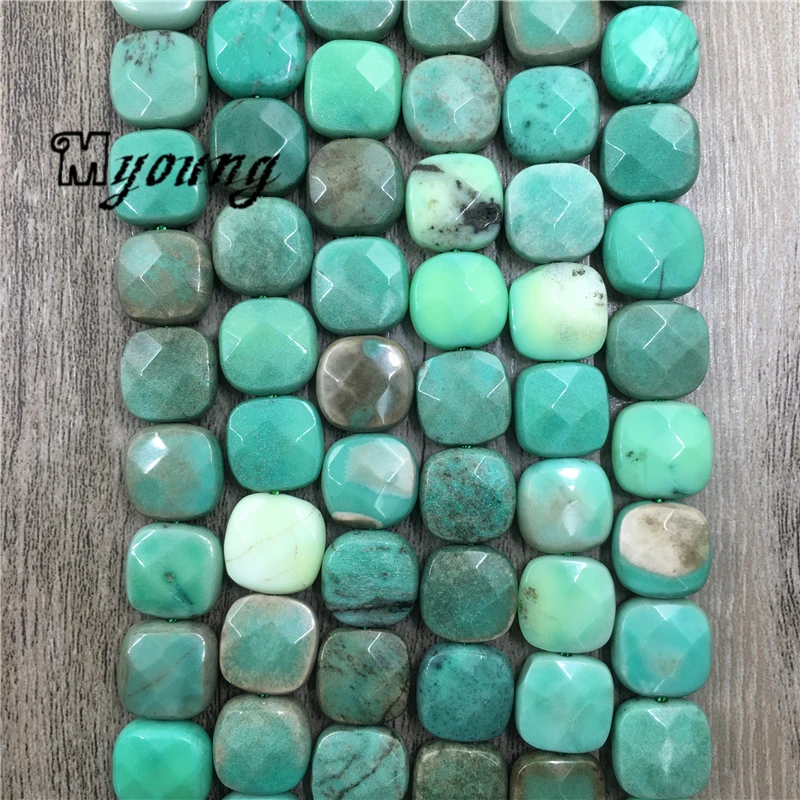 Square Shape Green Grass Agates Stone Slice Beads For Jewelry DIY Accessories MY1616