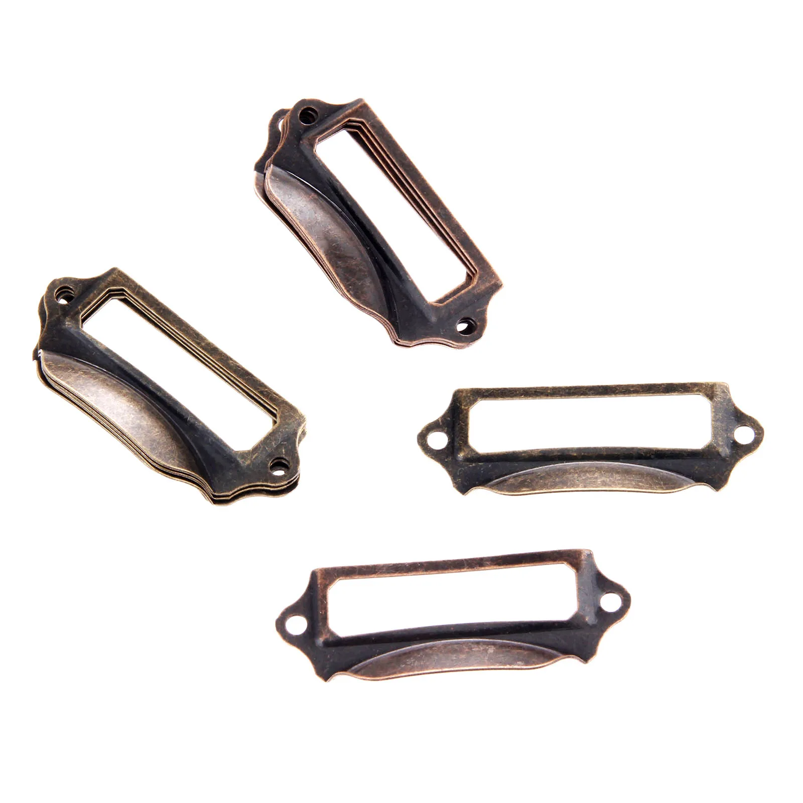 DRELD 5 Stück Antik-Messing/Rot-Kupfer-Etiketten-Zugrahmen-Griff, Datei-Namenskartenhalter für Möbel, Schrank, Schublade, Box, 69 x 30 mm