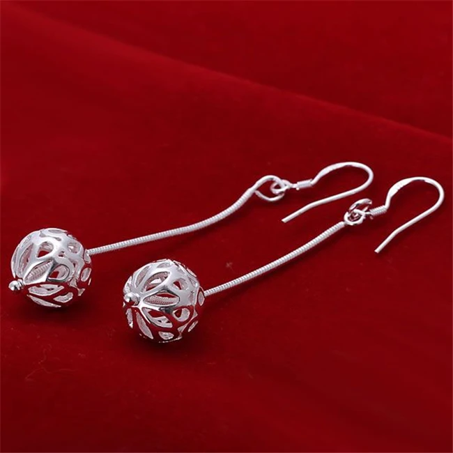 Fashion Jewelry Elegant Earrings Long Hanging Drop Dangle Earrings For Women Snake Chain Hollow Ball Earrings KN-E167