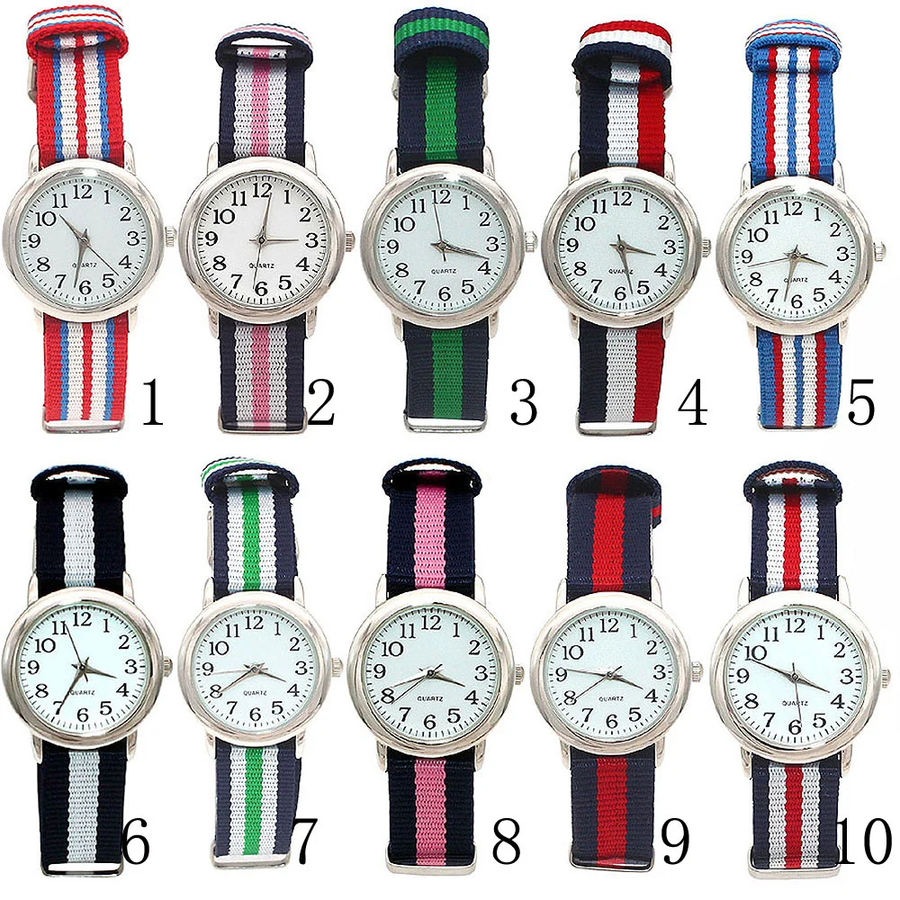 العلامة التجارية بسيطة الساعات الفتيان والفتيات ساعة رياضية خارجية لطيف مضيئة الأيدي الأوسط طالب الملونة النايلون عارضة الطفل