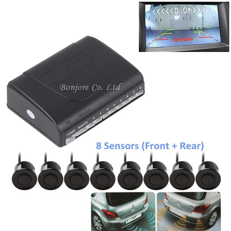 YYZSDYJQ Car Video Parking Sensor Reverse Backup Radar Assist Auto parking Monitor Digital Display Step-up Alarm Video 7 colours