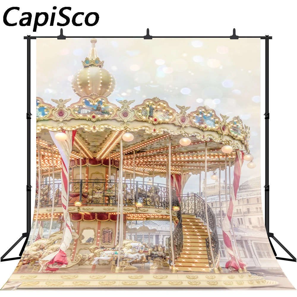 Capisco Backdrop For Photo Studio fantasy carousel fairytale luxury halo Children's birthday background photocall photo props