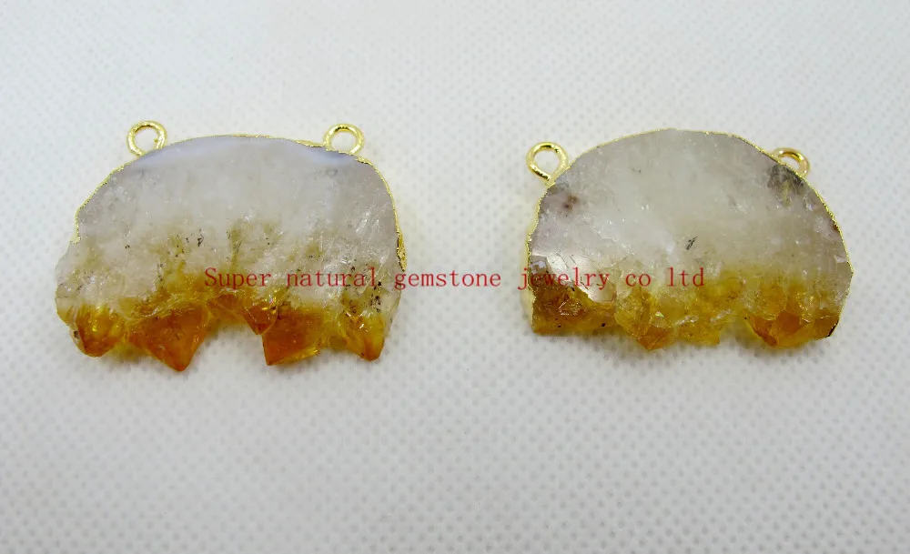 New Designed!Natural Citrine Quartz Drusy Pendant Gem stone jewelry necklace drusy pendant 2loops 5pcs/lot