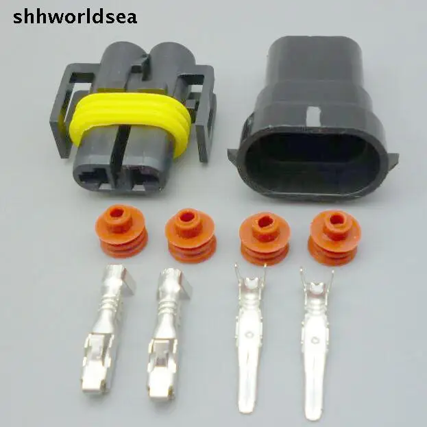 shhworldsea Waterproof 2 Pin Electrical Wire Connector Plug AWG Car Motorcycle Marine  H11 H8 male and female