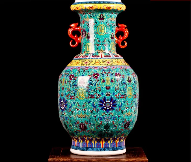 Sitting room european-style decorative Chinese ears vase pastel creative Europe type restoring ancient ways ground vase