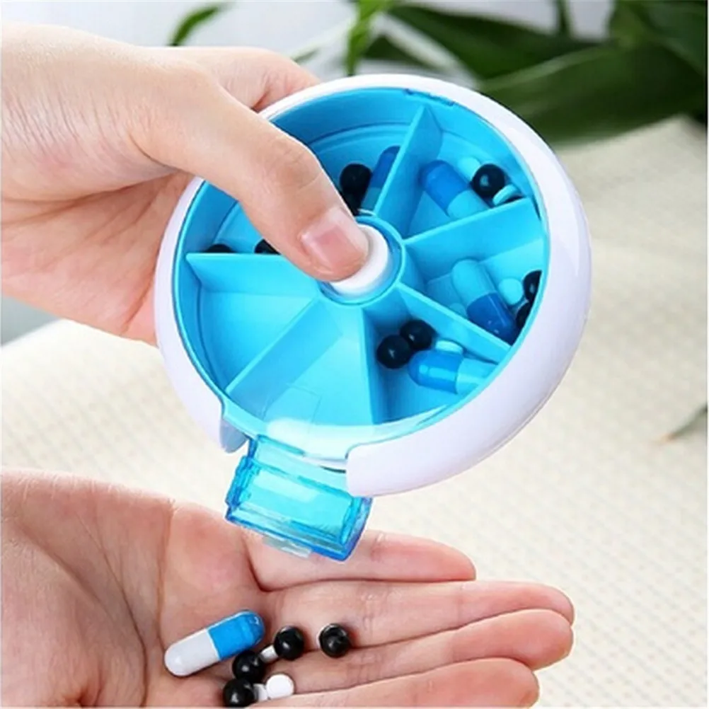 Outdoor Travel Pill Box  Portable 7-Day Rotating Pill Case Medicine Box Pill Dispenser Vitamin Holder 1 Pcs