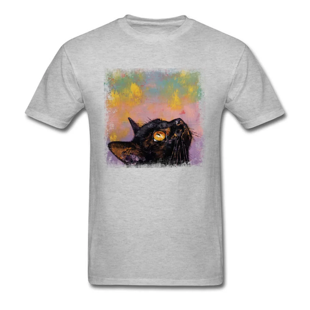 FIXED GAZE 2024 Men Black T-shirt Cat Art Painting Clothes Casual Summer Tops Tees Animal Pet Print Student Tshirt