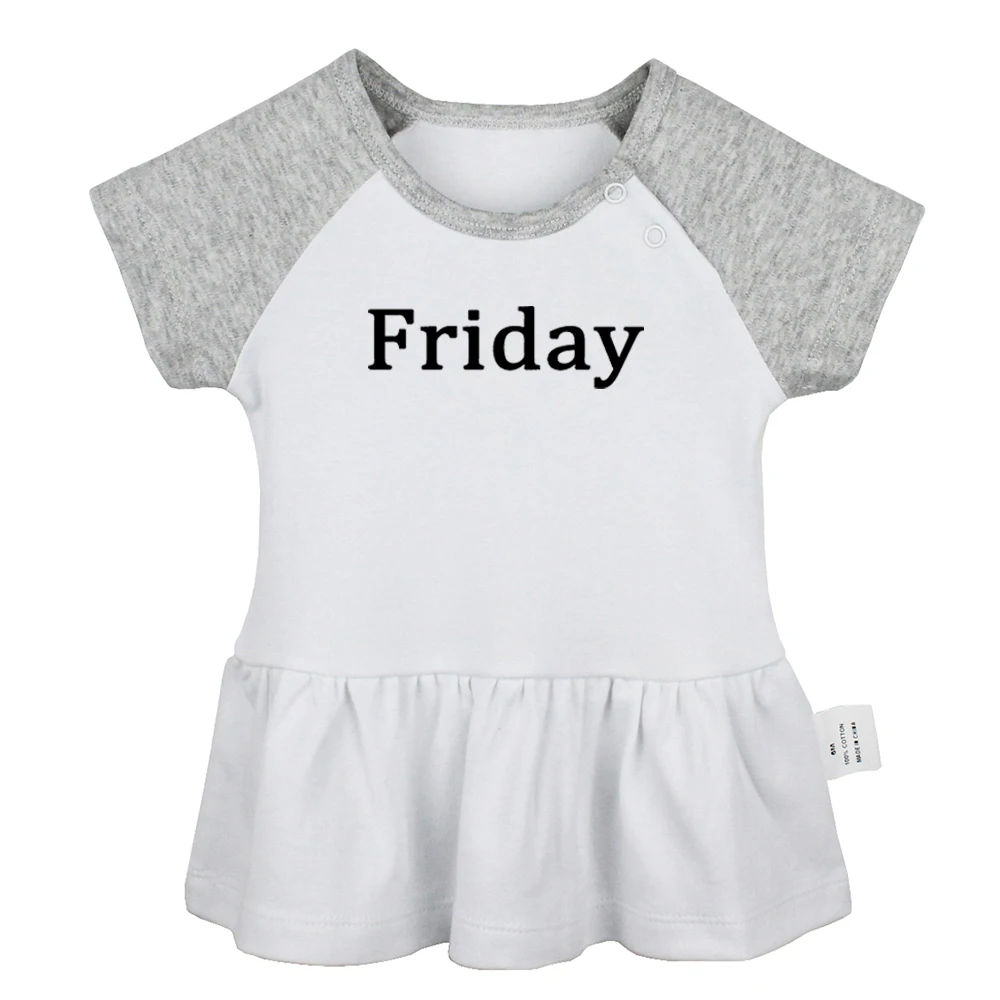 Monday Tuesday Wednesday Thursday Friday Saturday Sunday Street Printed Newborn Baby Girls Dresses Toddler Infant Cotton Clothes